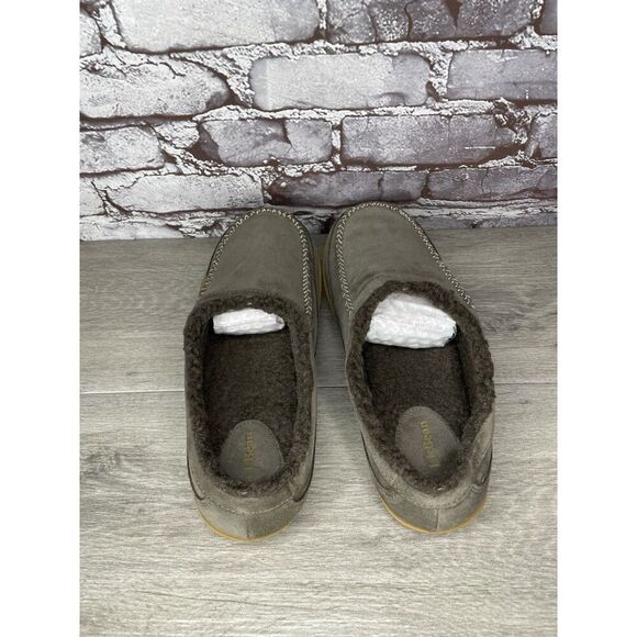 L.L. Bean Ash Gray Suede Fur Lined Mountain Moccasin Winter Slippers Men Sz 11M - Picture 5 of 16